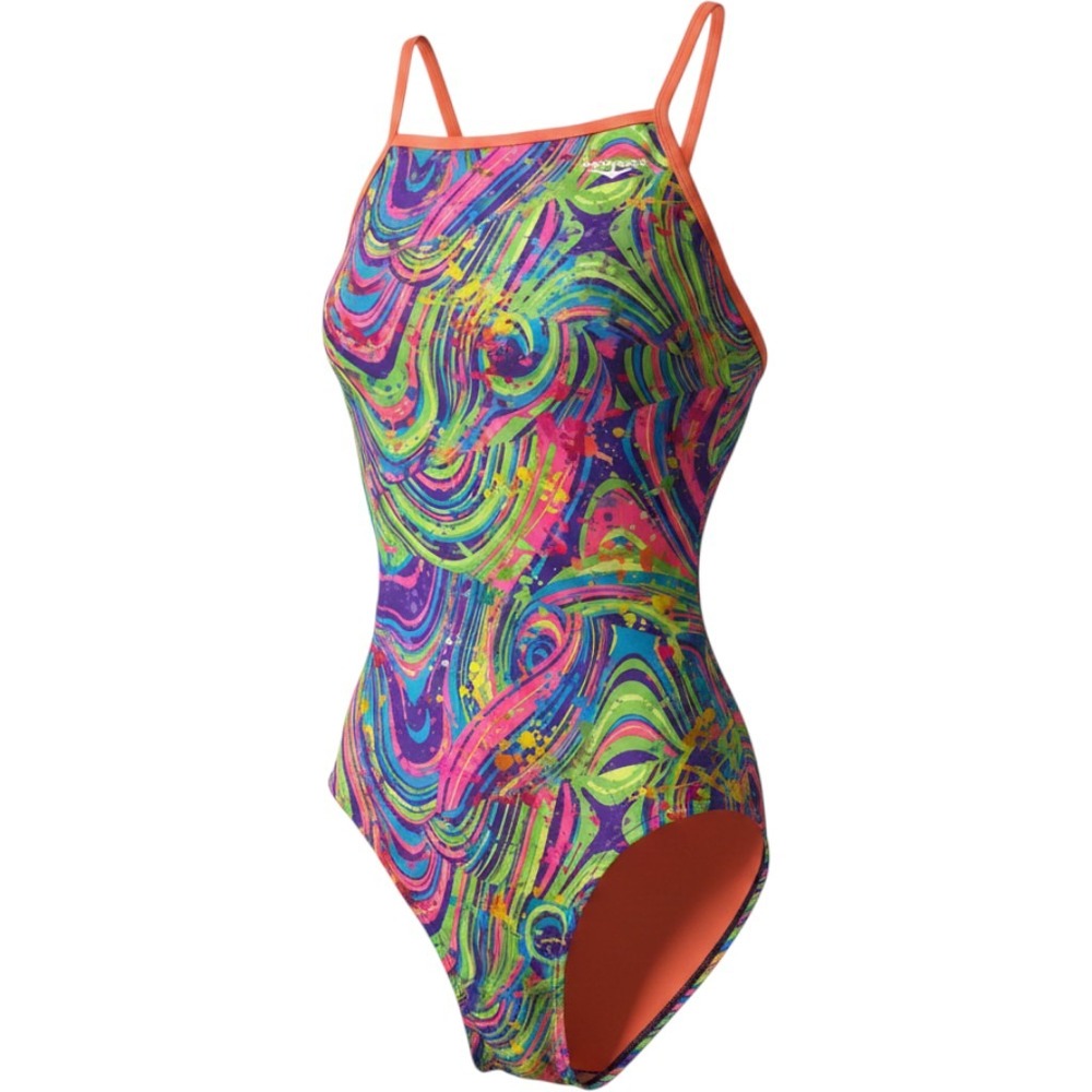 The Finals Radical Foil Flutterback Swimsuit Multi Color Psychedelic XS 32 NWT